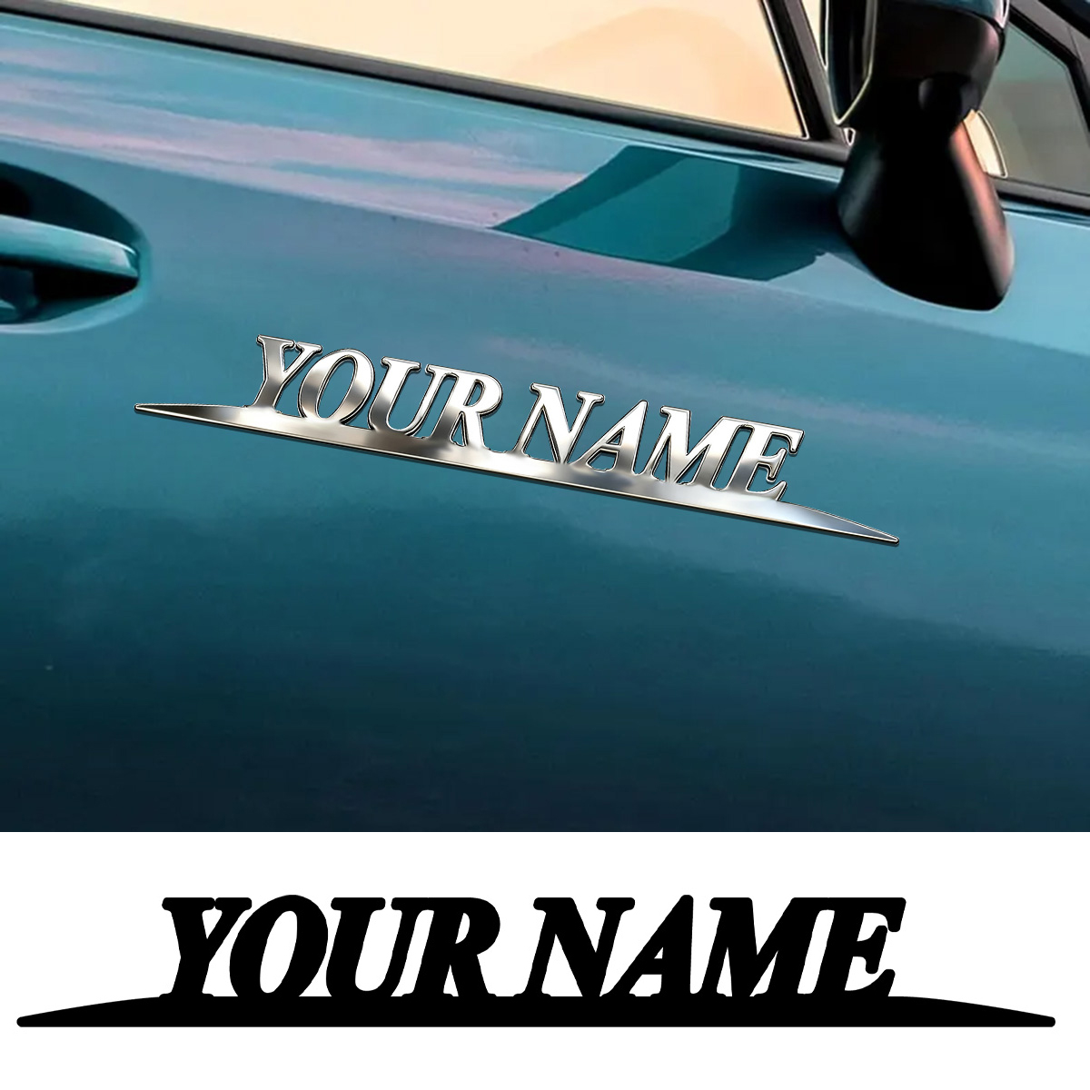 Car Accessories Logo - Metal Trendy YOUR NAME Stickers Custom