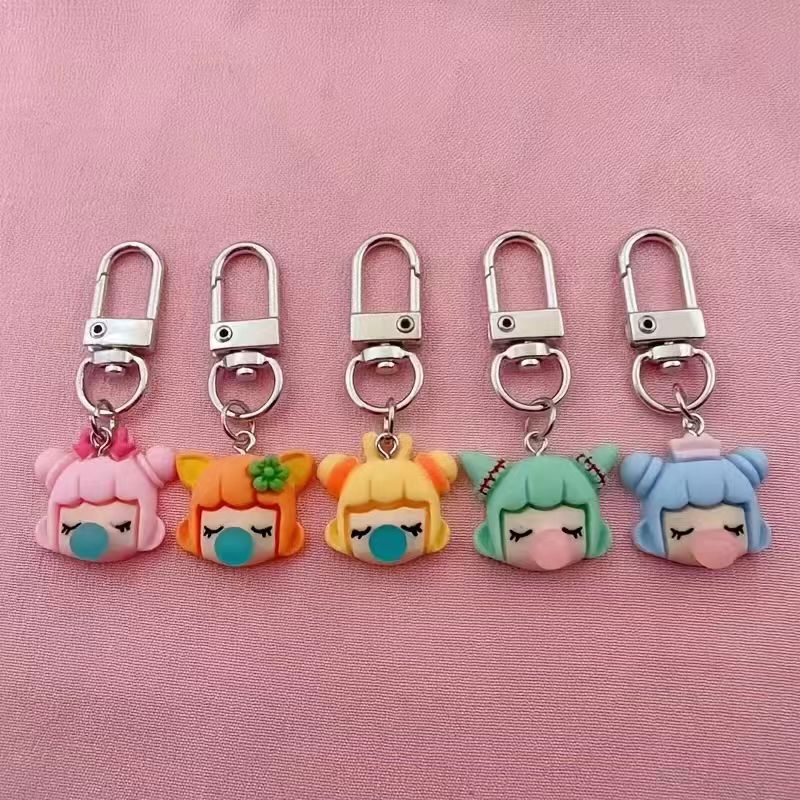 Car Accessories Girl - 5pcs resin girl keychain, suitable for