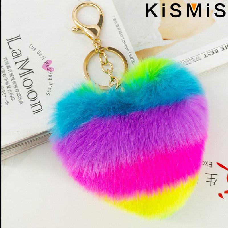 Fashion Rainbow Plush Keychain - огляд і ціна Car Accessories Girl