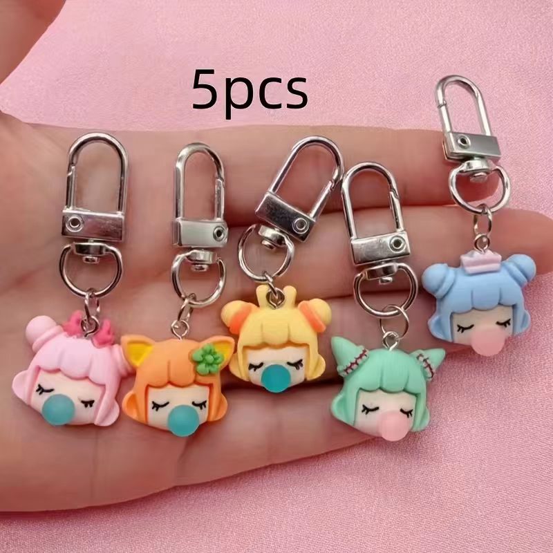 5pcs resin girl keychain, suit - огляд і ціна Car Accessories Girl